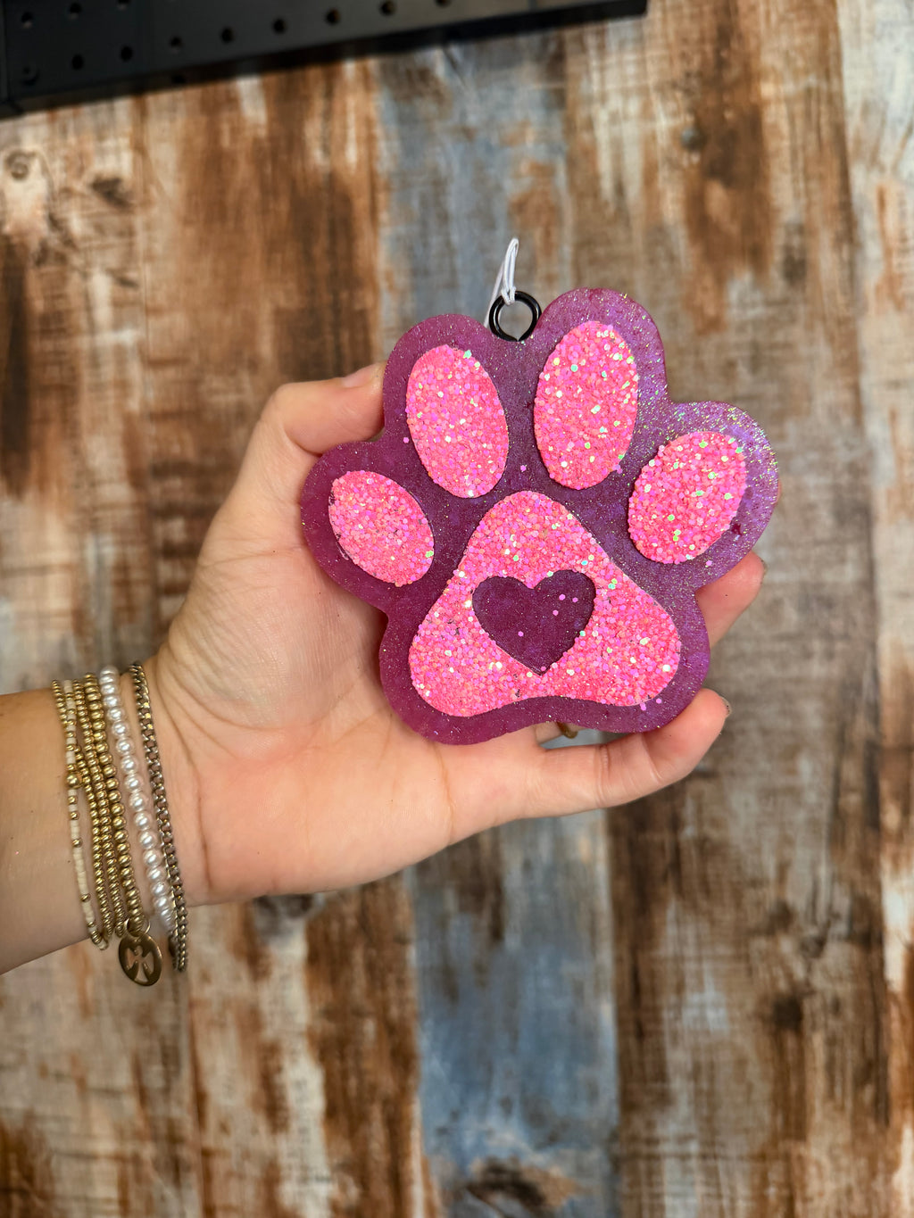 Pink Paw Print Car Freshie | Driftwood & Hide Scent | Pet Lover Air Freshener