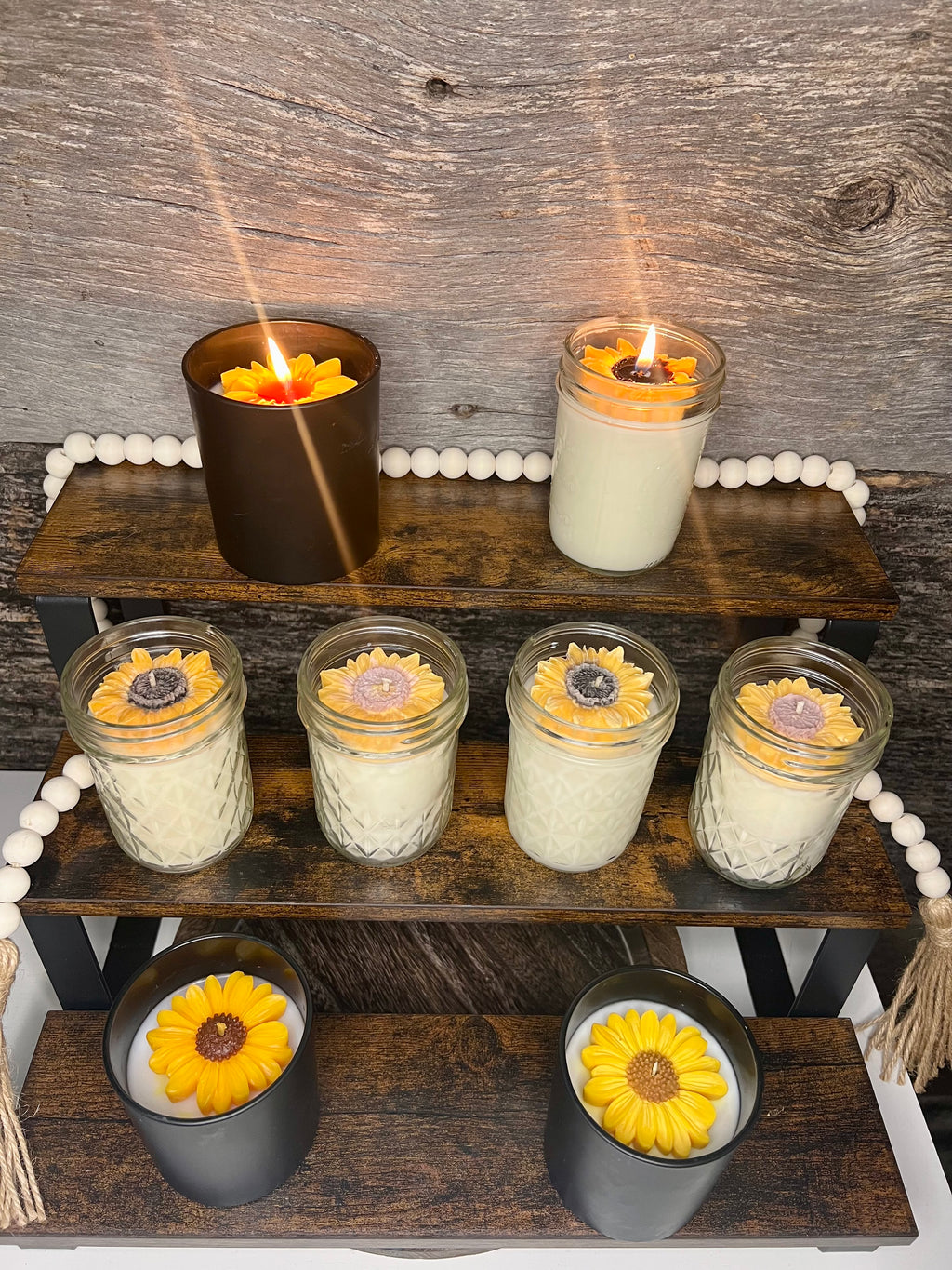 Sunflower | 8 oz Rustic Glass Jar Candle