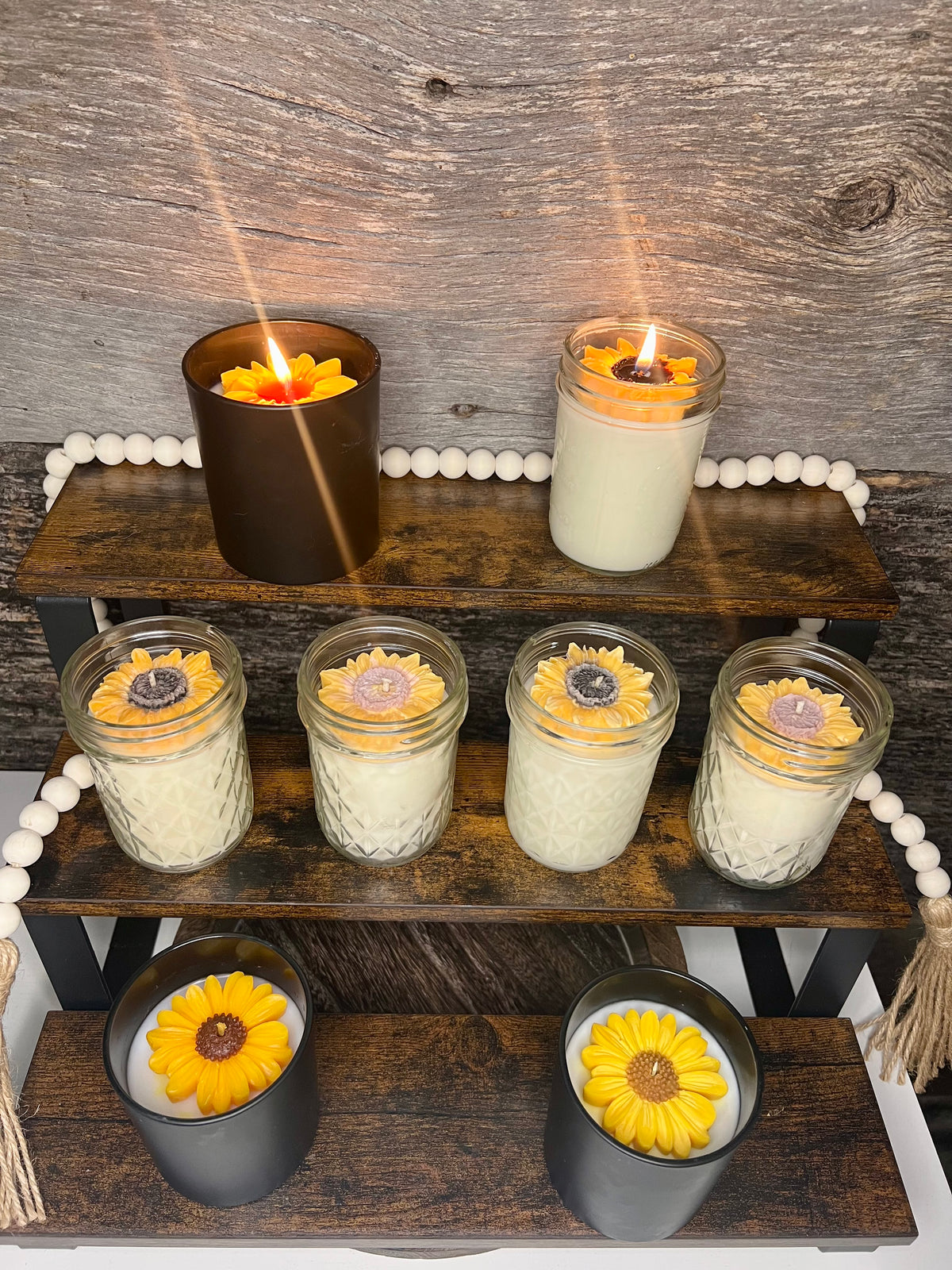 Sunflower | 8 oz Rustic Glass Jar Candle