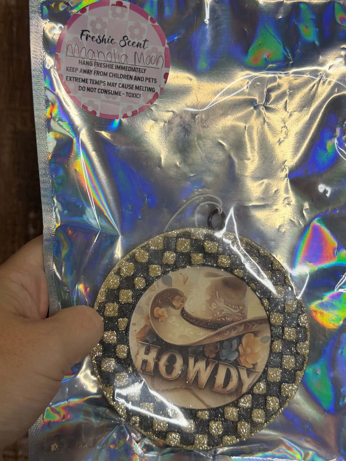 Howdy Cowboy Car Freshie | Black & Gold Glitter Western Air Freshener | Magnolia Moon Scent