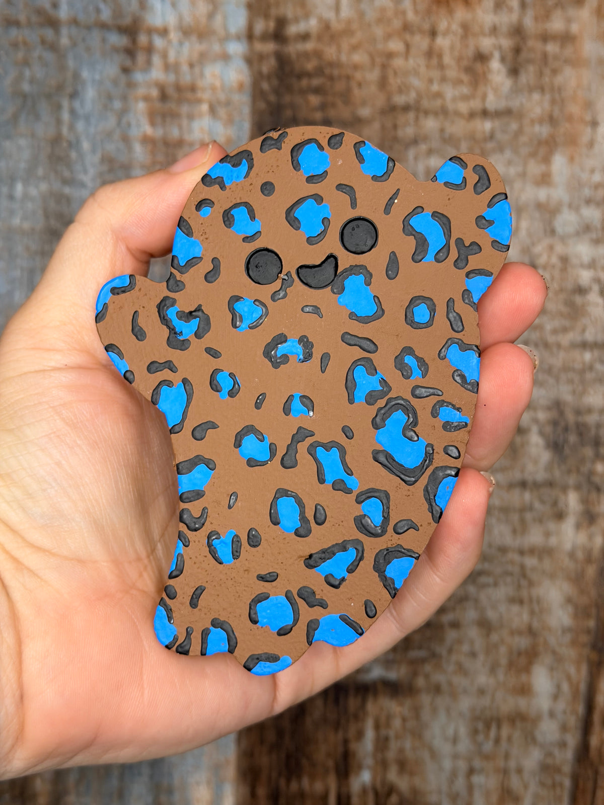 Leopard Ghost Car Freshie | Black Ice Scent | Blue Leopard Halloween Freshie | Western Halloween Car Air Freshener | Spooky Car Decor