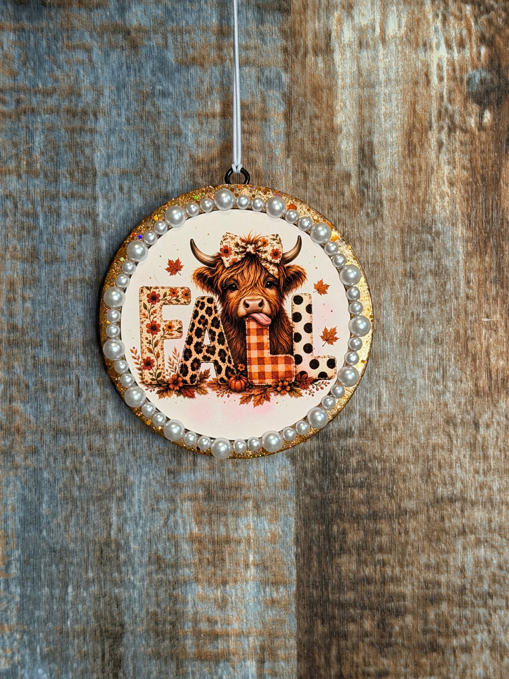 Fall Highland Cow Car Freshie | Leopard FALL Cow Air Freshener | Black Sea Scent