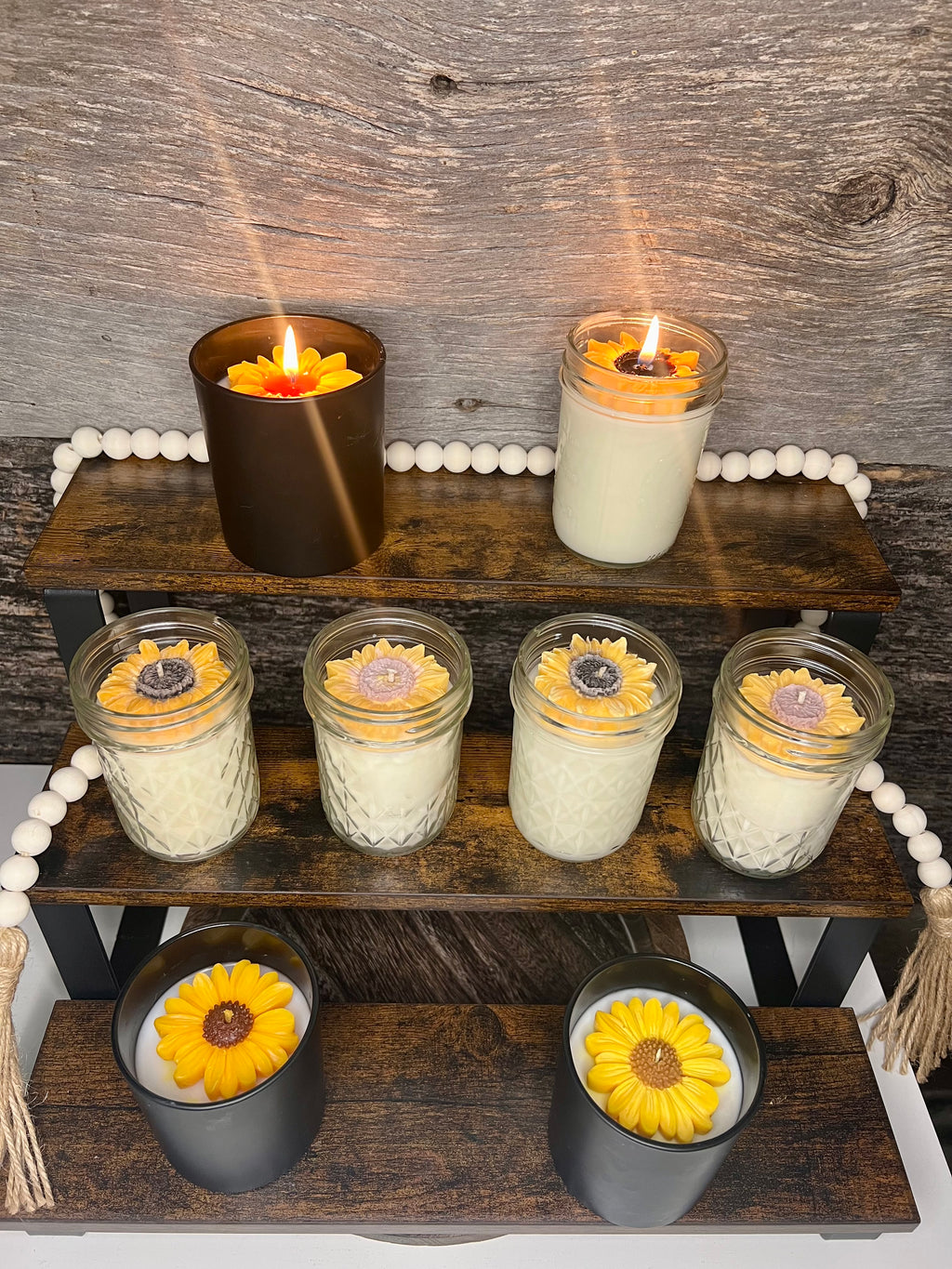 Sunflower | 8 oz Rustic Glass Jar Candle