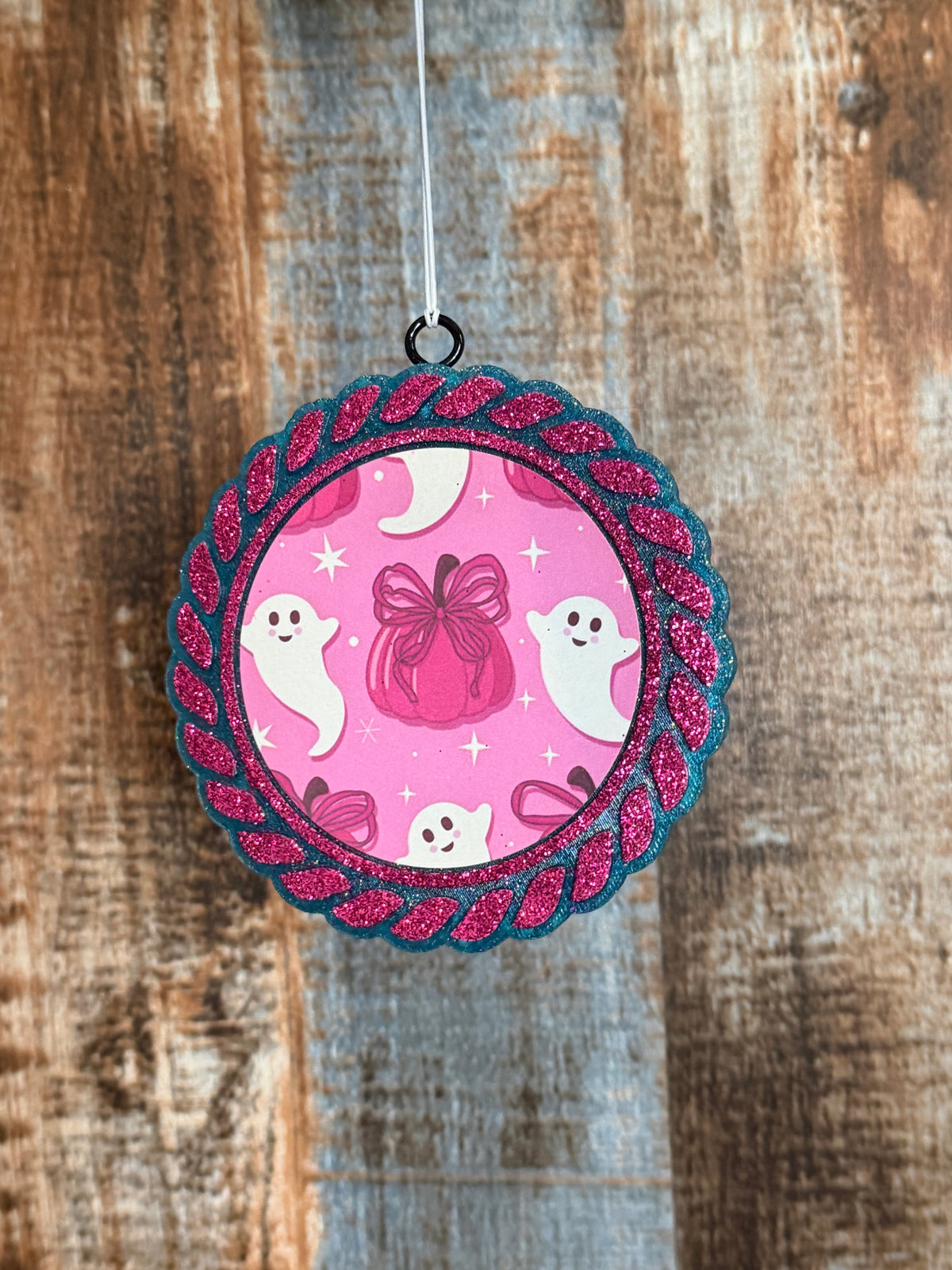 Pink Ghost & Bow Car Freshie | Cute Girly Halloween Air Freshener | Harvest Pipe Scent