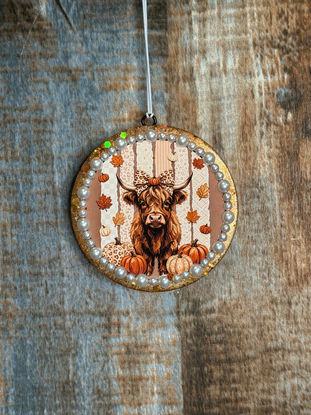 Fall Highland Cow Car Freshie | Pumpkin Western Air Freshener | Pumpkin Caramel Latte Scent