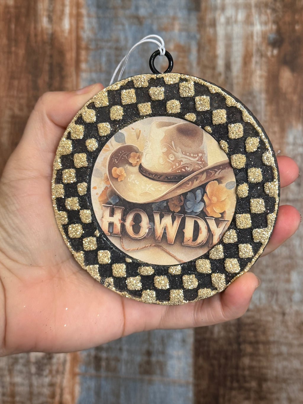 Howdy Cowboy Car Freshie | Black & Gold Glitter Western Air Freshener | Magnolia Moon Scent