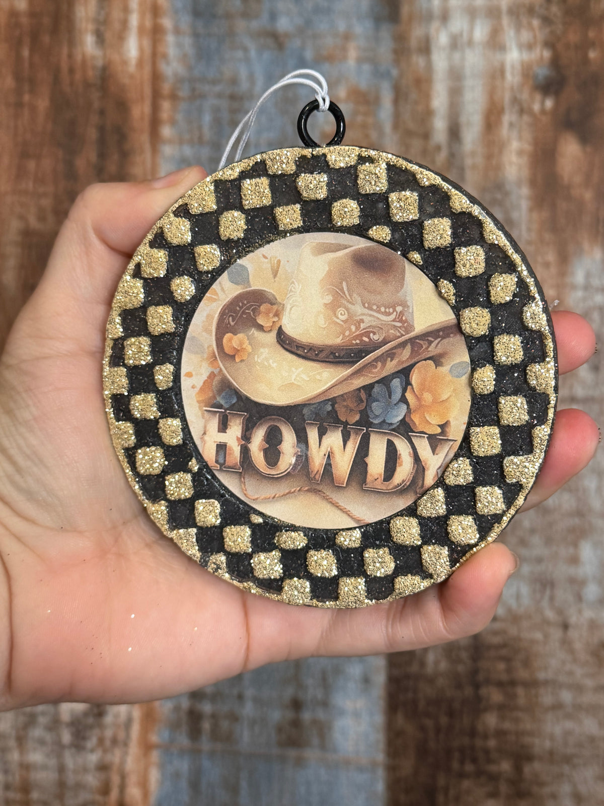 Howdy Cowboy Car Freshie | Black & Gold Glitter Western Air Freshener | Magnolia Moon Scent