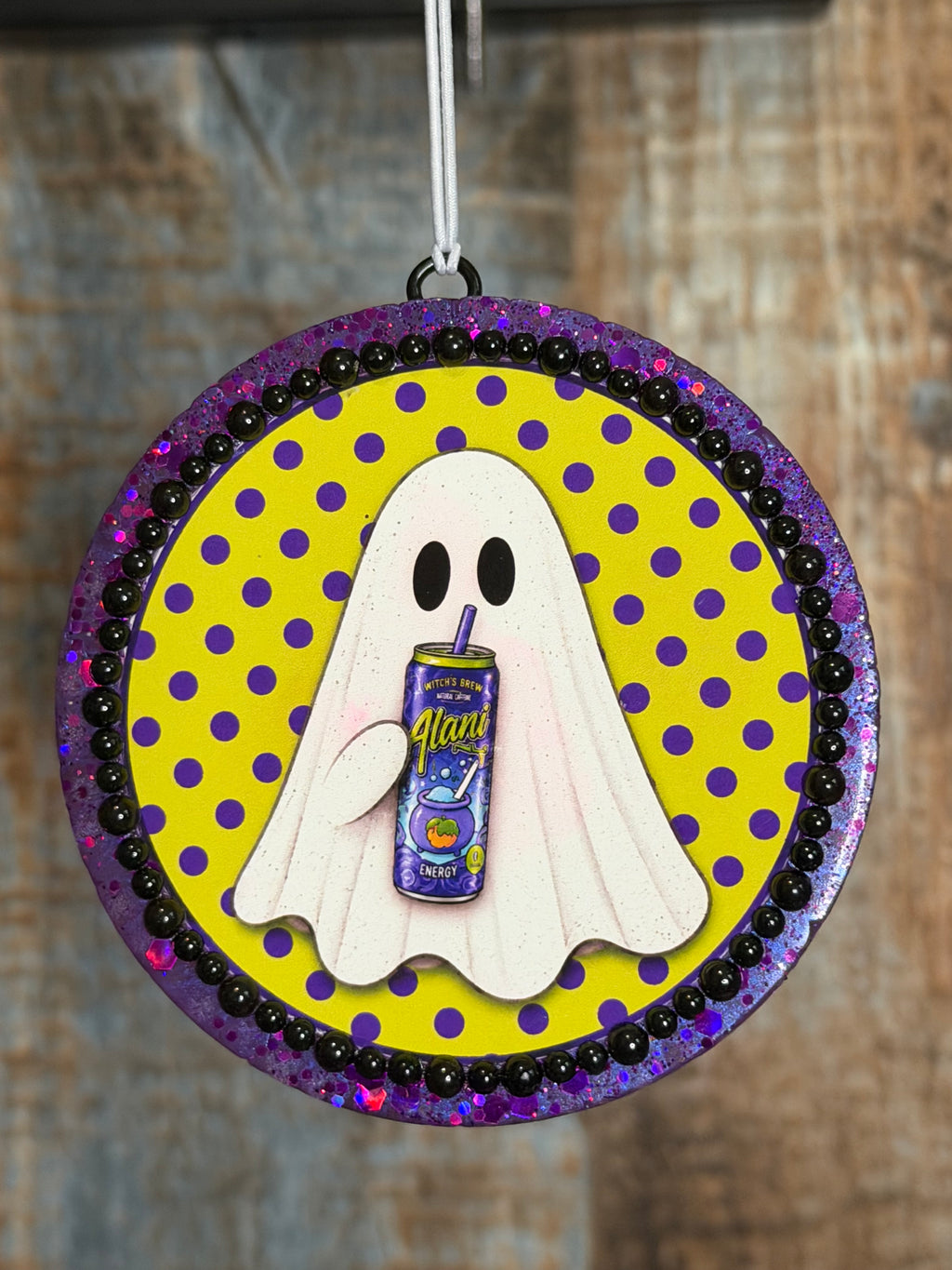 Halloween Ghost Car Freshie | Purple Energy Drink Spooky Design | Strawberry Bliss Scent