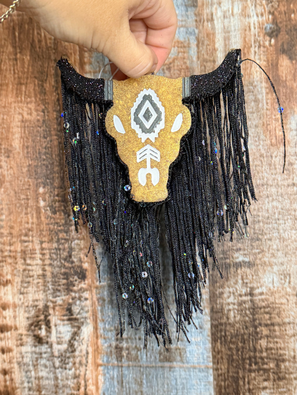 Bull Head Car Freshie with Fringe | Western Cowgirl Air Freshener | Clean Cotton Scent