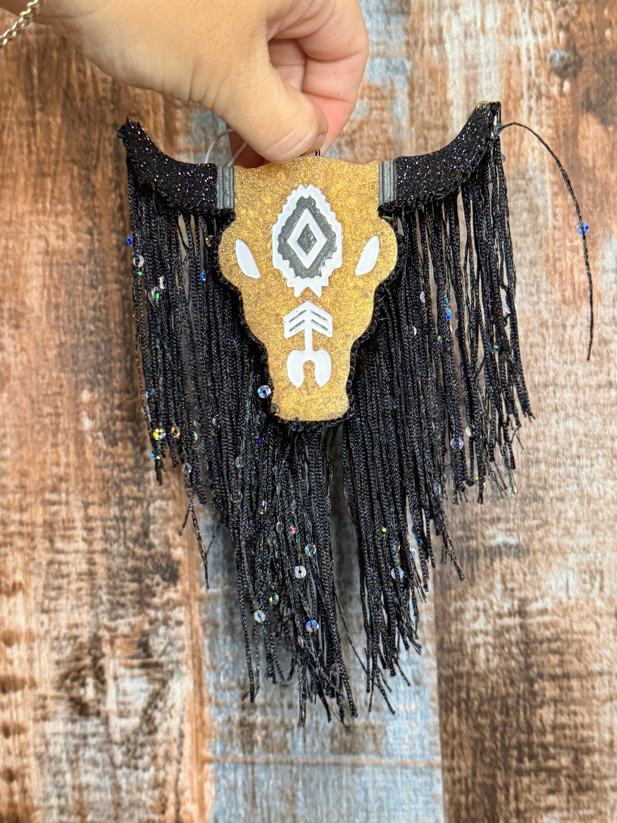 Bull Head Car Freshie with Fringe | Western Cowgirl Air Freshener | Clean Cotton Scent