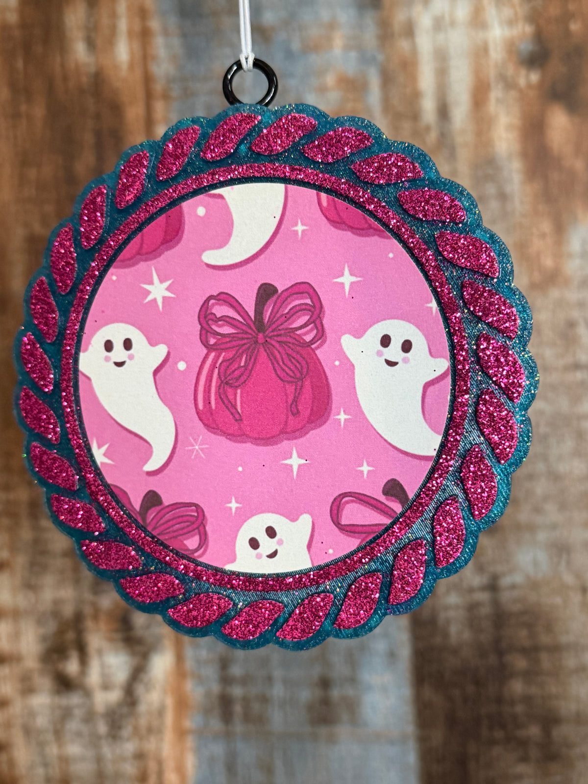 Pink Ghost & Bow Car Freshie | Cute Girly Halloween Air Freshener | Harvest Pipe Scent