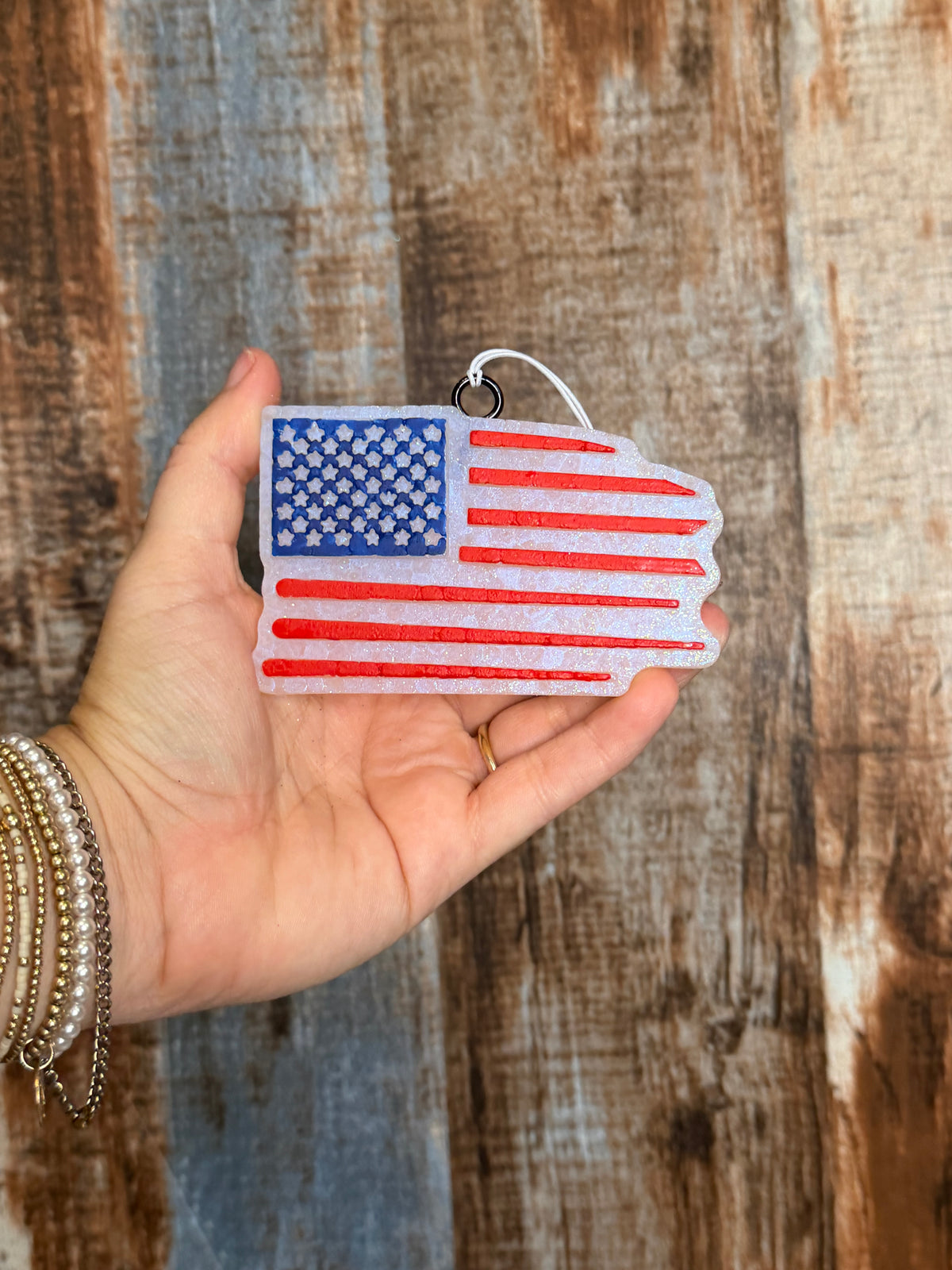 American Flag Car Freshie | Leather Scent