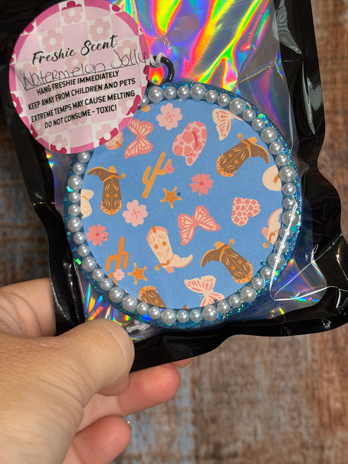 Western Cowgirl Car Freshie | Boots & Butterflies Air Freshener | Watermelon Jolly Rancher Scent