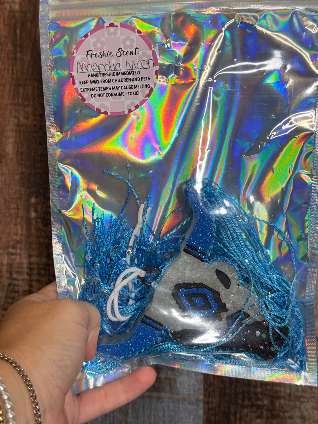 Blue Bull Head Car Freshie | Glitter Western Cow Skull Air Freshener | Magnolia Moon Scent