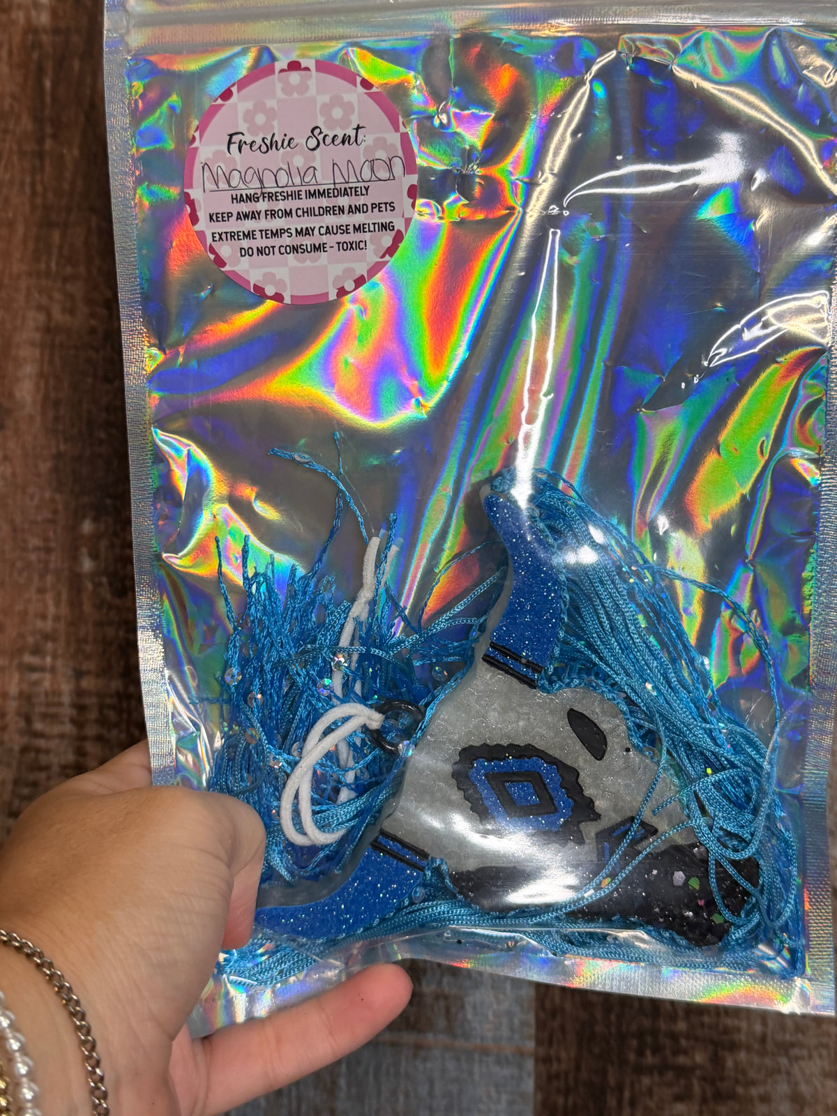 Blue Bull Head Car Freshie | Glitter Western Cow Skull Air Freshener | Magnolia Moon Scent