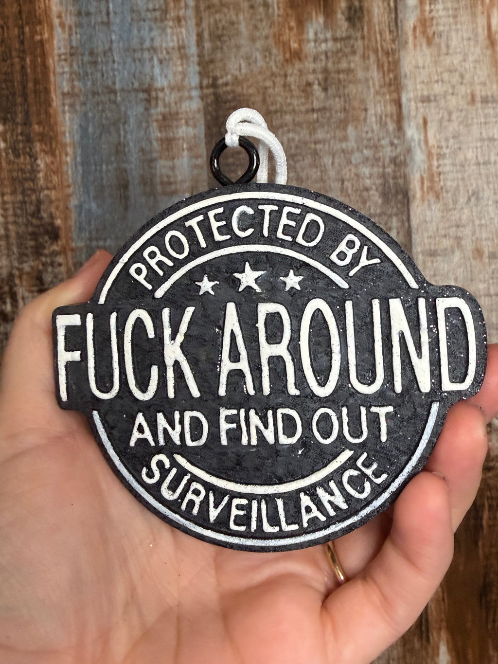Protected By FAFO Funny Car Freshie | Birthday Cake Scent | Black & White Car Air Freshener