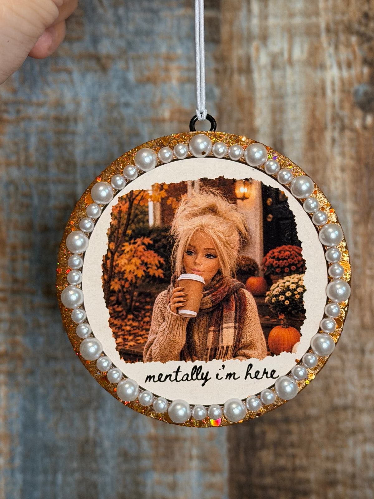 Cozy Fall Car Freshie | Mentally I’m Here Autumn Coffee Design | Birthday Cake Scent