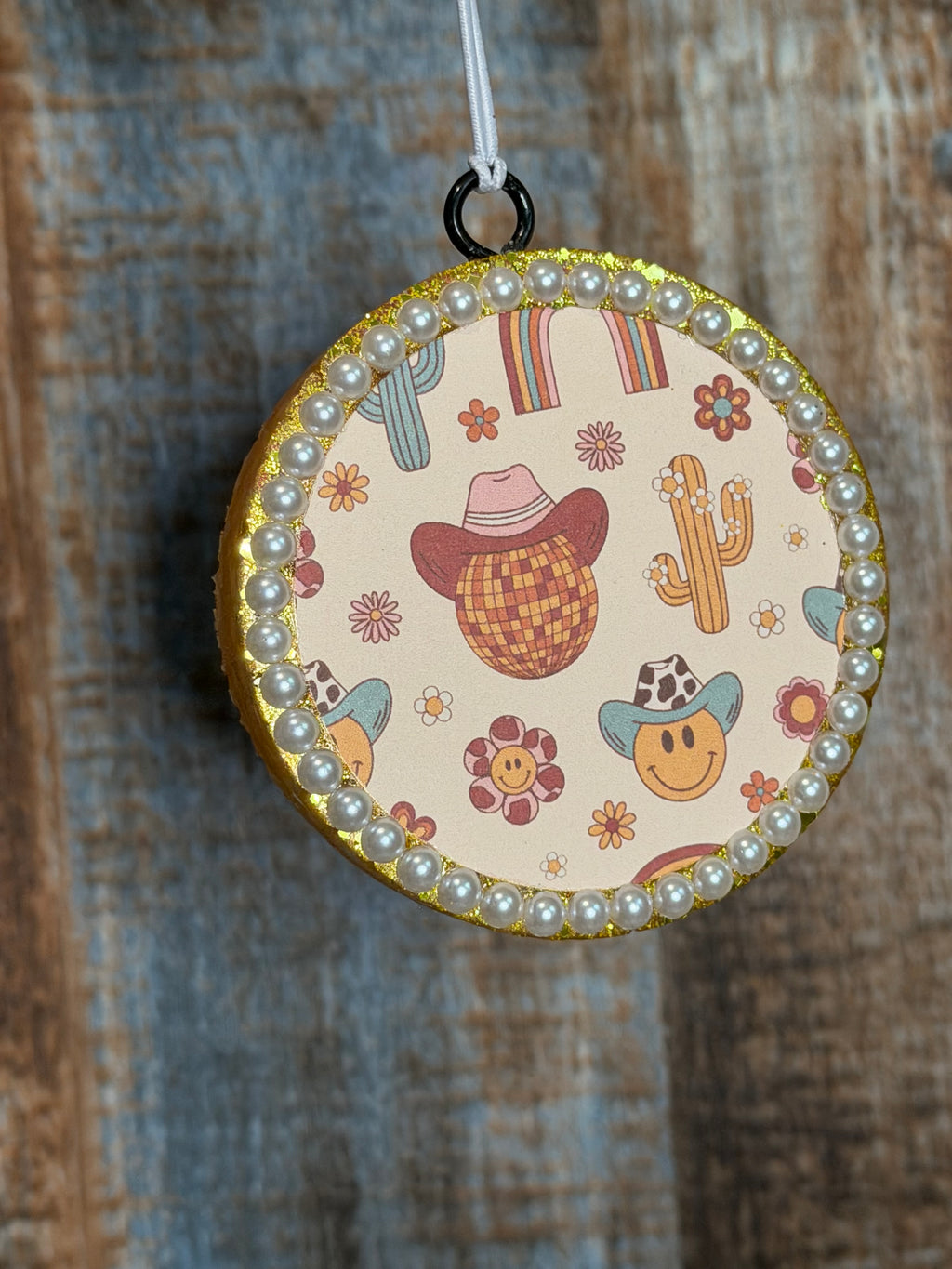 Western Cowgirl Car Freshie | Retro Smiley Cactus Air Freshener | Watermelon Jolly Rancher Scent