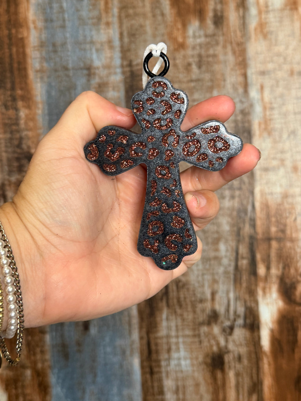 Leopard Cross Car Freshie | Black Ice Scent