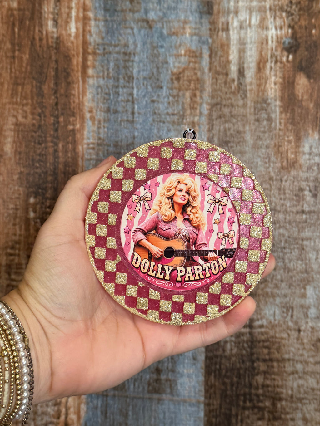 Dolly Parton Car Freshie | Pink & Gold Glitter Country Air Freshener | Belle Scent