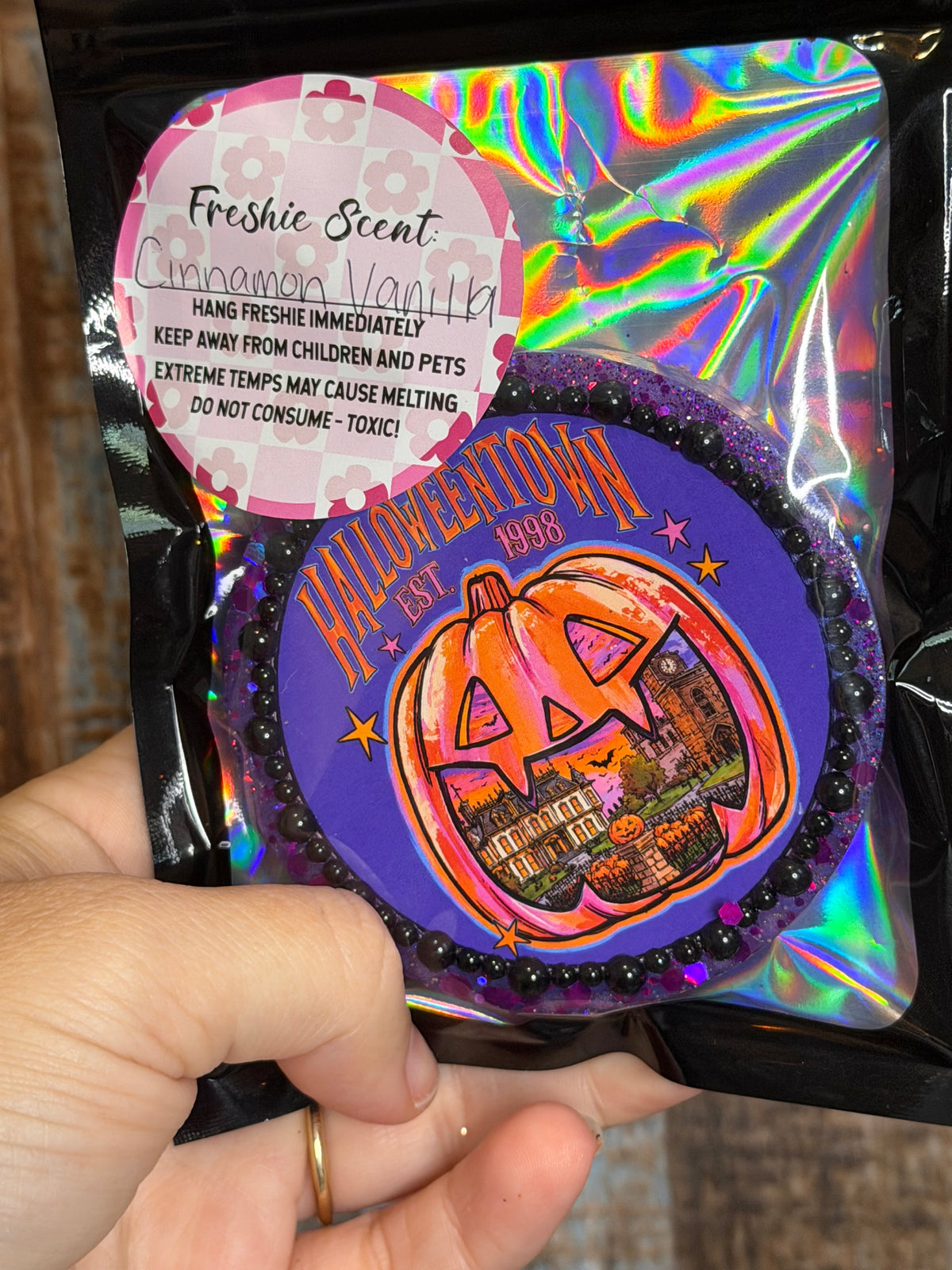 Halloweentown Pumpkin Car Freshie | Purple Halloween Air Freshener | Cinnamon Vanilla Scent