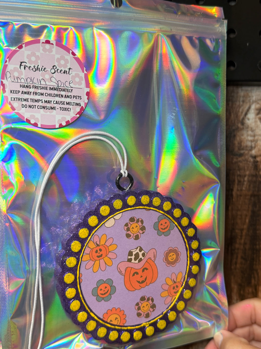 Pumpkin Cowgirl Halloween Car Freshie – Pumpkin Spice Scent | Retro Fall Air Freshener