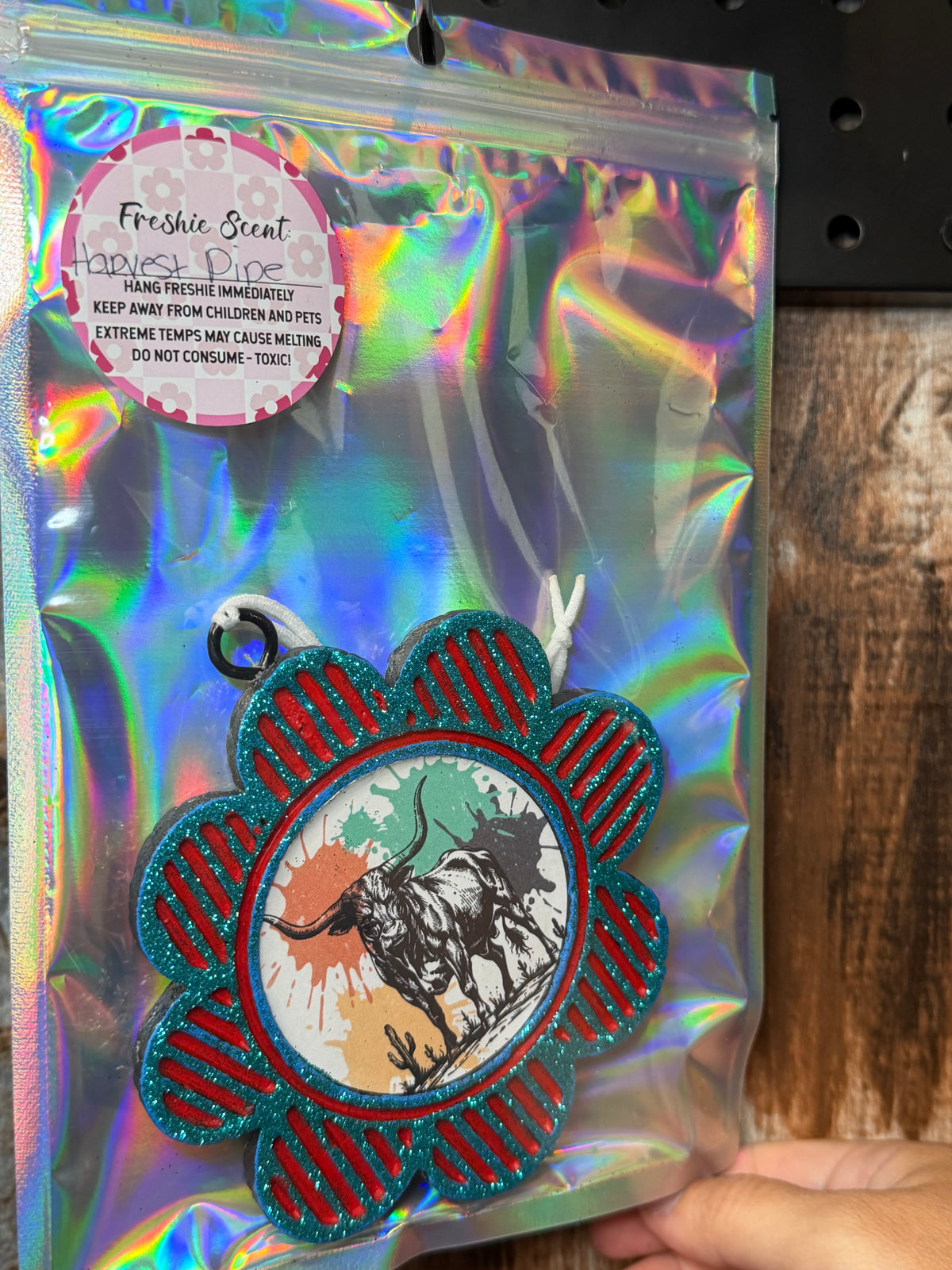 Western Longhorn Car Freshie – Harvest Pipe Scent | Rustic Desert Air Freshener