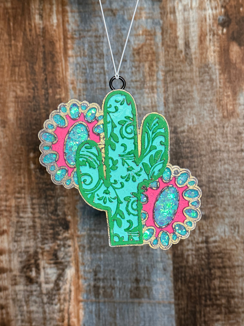 Turquoise Cactus Car Freshie | Pink Western Air Freshener | White Tea Scent