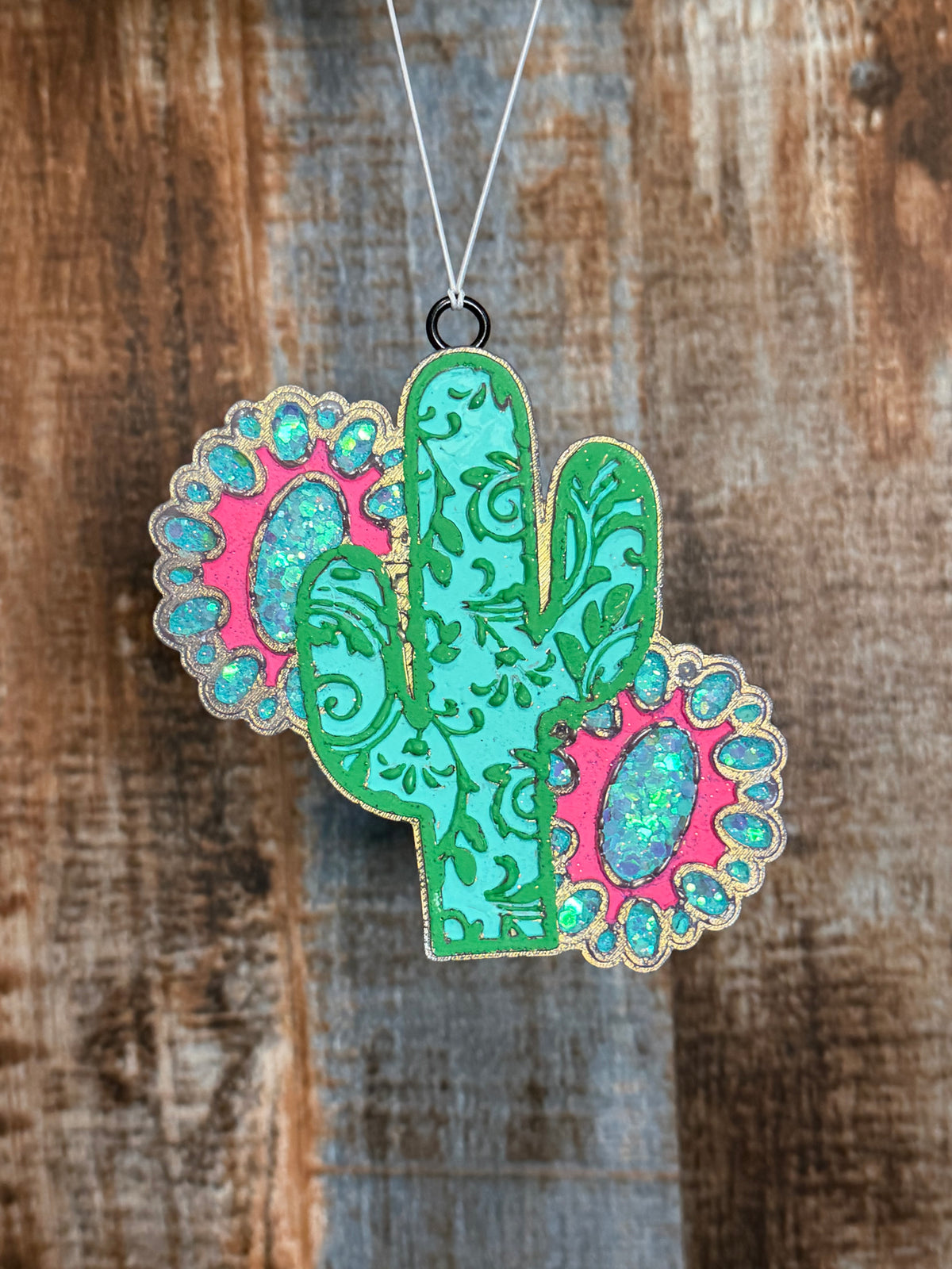 Turquoise Cactus Car Freshie | Pink Western Air Freshener | White Tea Scent