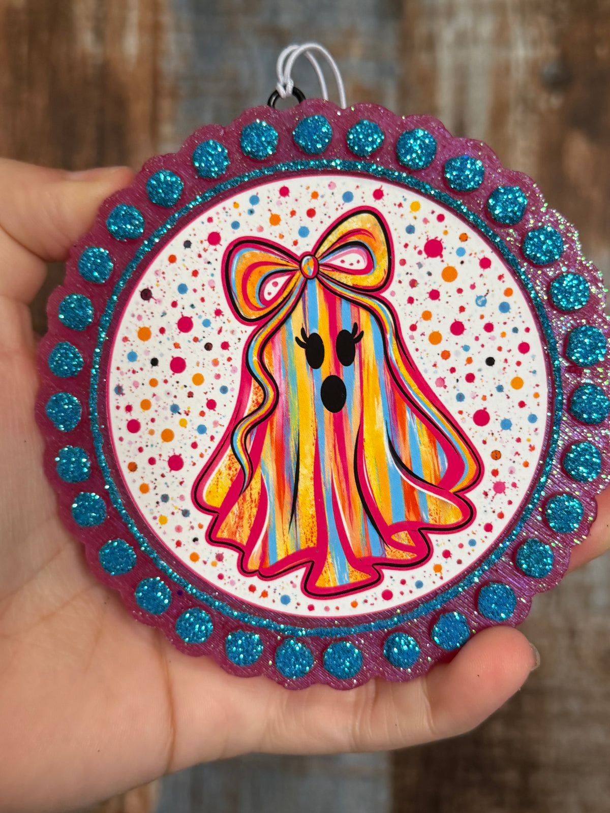 Colorful Ghost Car Freshie | Pumpkin Caramel Latte Scent | Halloween Air Freshener