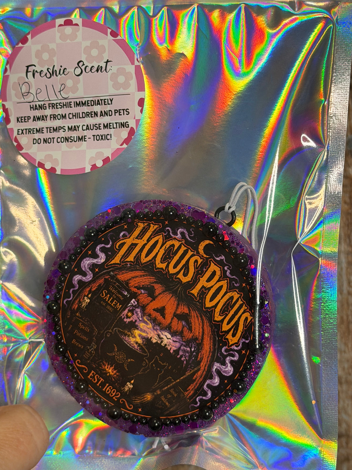 Hocus Pocus Halloween Car Freshie | Witchy Salem Pumpkin Air Freshener | Belle Scent