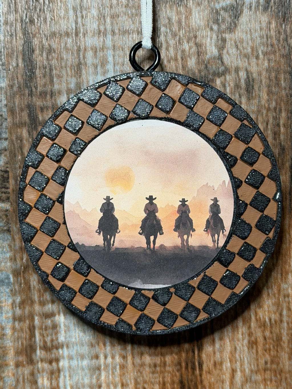 Western Cowboy Sunset Car Freshie | Lavender Scent | Rustic Cowgirl Car Air Freshener | Western Desert Scene | Handmade Auto Freshenerm