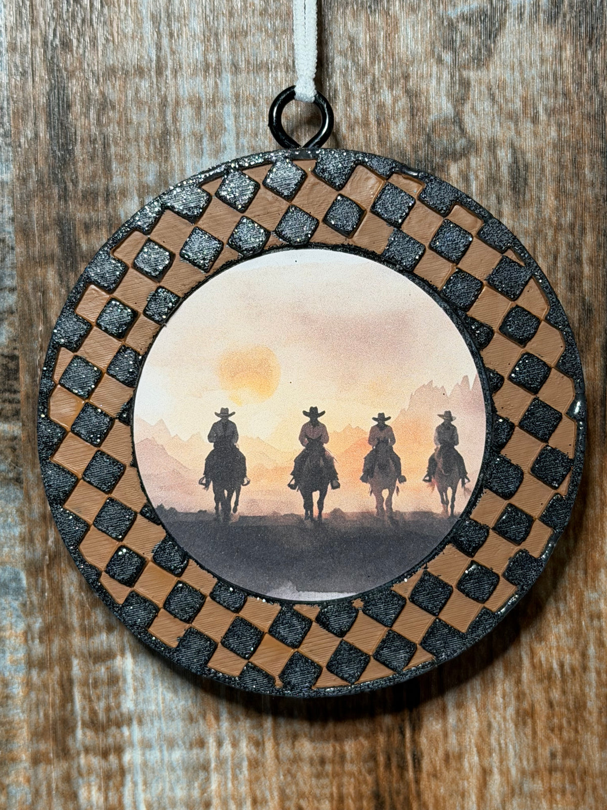 Western Cowboy Sunset Car Freshie | Lavender Scent | Rustic Cowgirl Car Air Freshener | Western Desert Scene | Handmade Auto Freshenerm