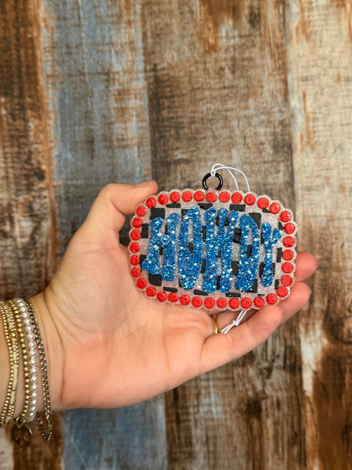 Howdy Car Freshie | Belle Scent | Glitter Western Checkerboard Air Freshener