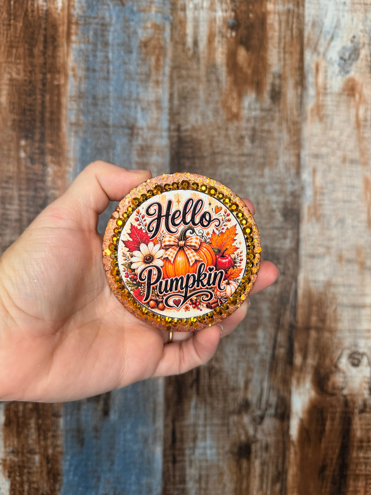 Hello Pumpkin Car Freshie | Pumpkin Caramel Latte Scent | Fall Pumpkin Air Freshener | Autumn Car Decor | Fall Freshie