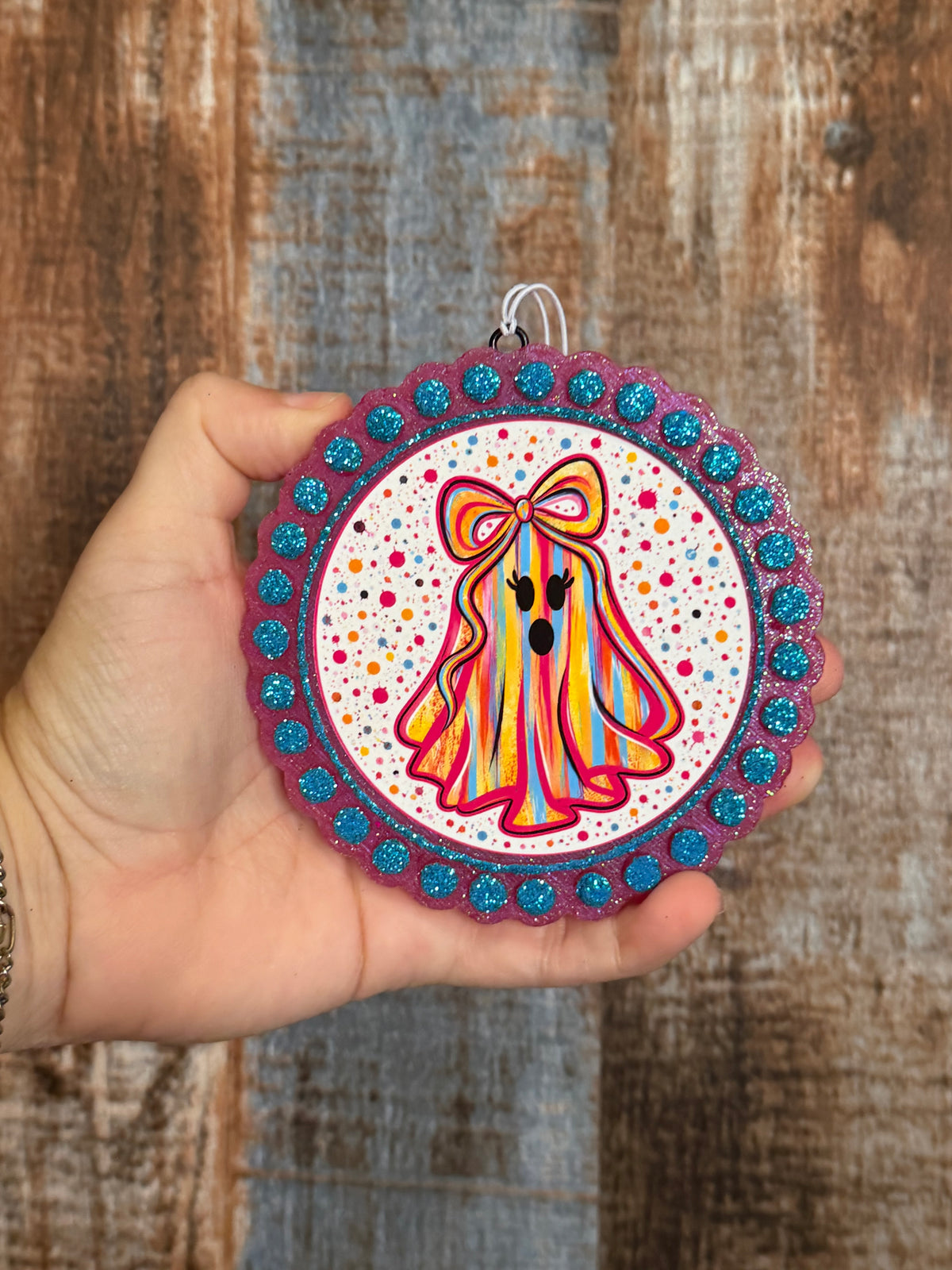 Colorful Ghost Car Freshie | Pumpkin Caramel Latte Scent | Halloween Air Freshener