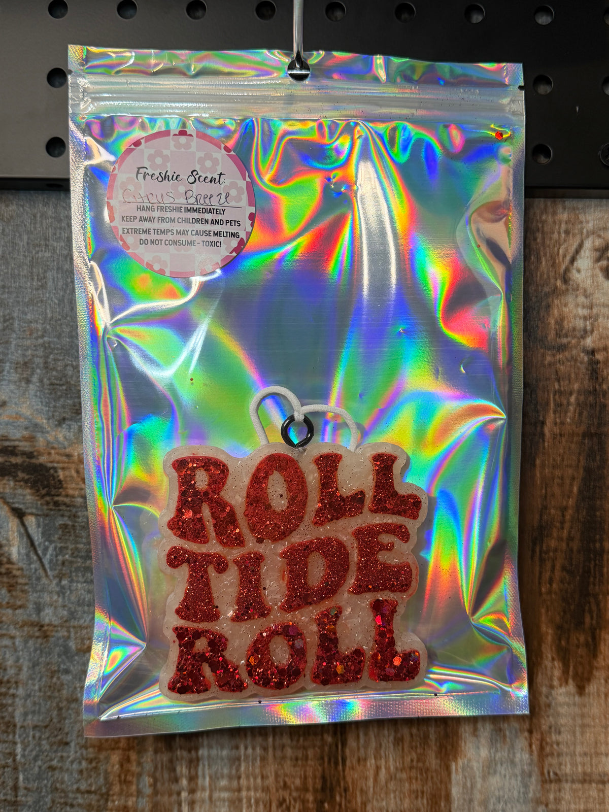 Roll Tide Roll Car Freshie – Citrus Breeze Scent | Crimson Glitter Air Freshener