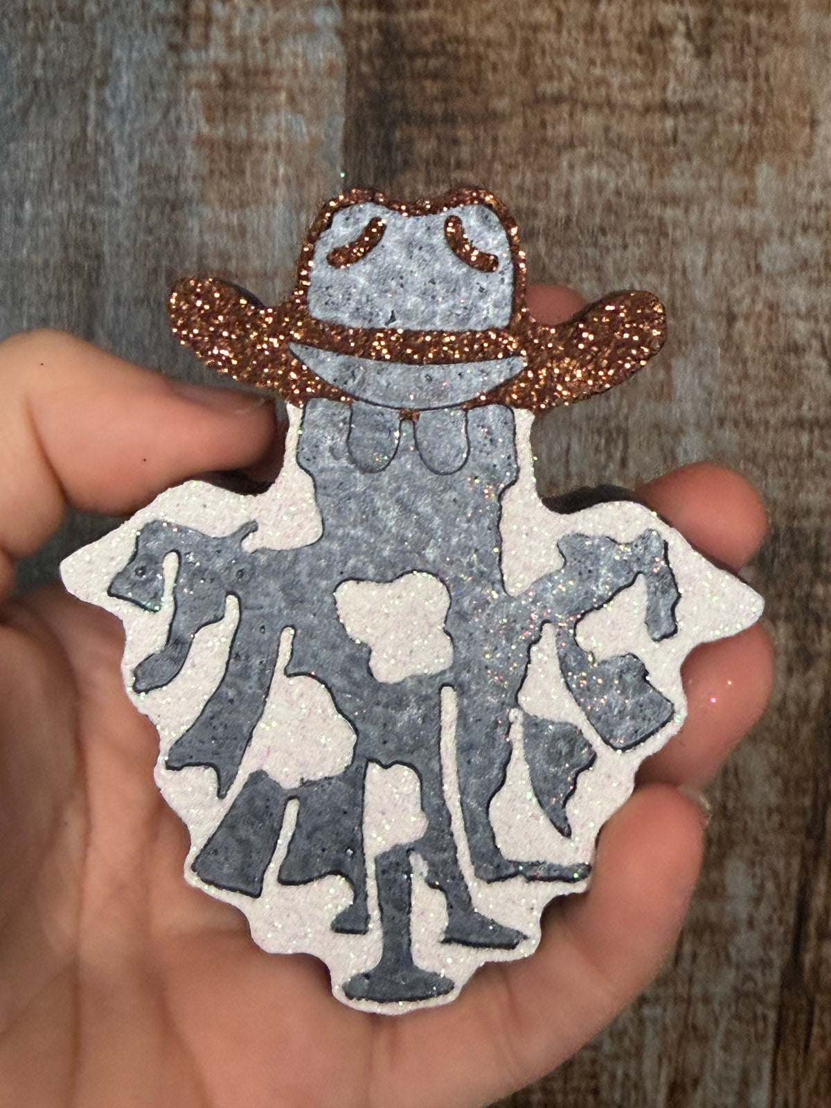 Cowboy Ghost Car Freshie | Caramel Cabana Scent | Cow Print Western Ghost Air Freshener | Glitter Cowgirl Car Freshie | Spooky Western Decor