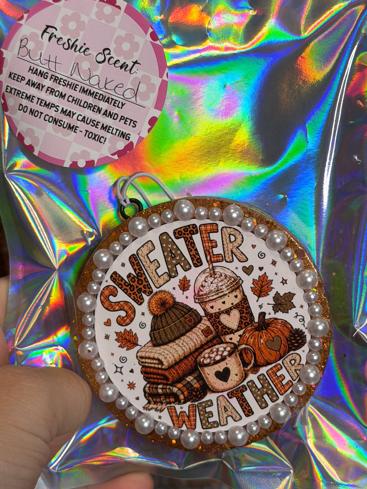Sweater Weather Fall Car Freshie | Cozy Pumpkin & Coffee Air Freshener | Butt Naked Scent
