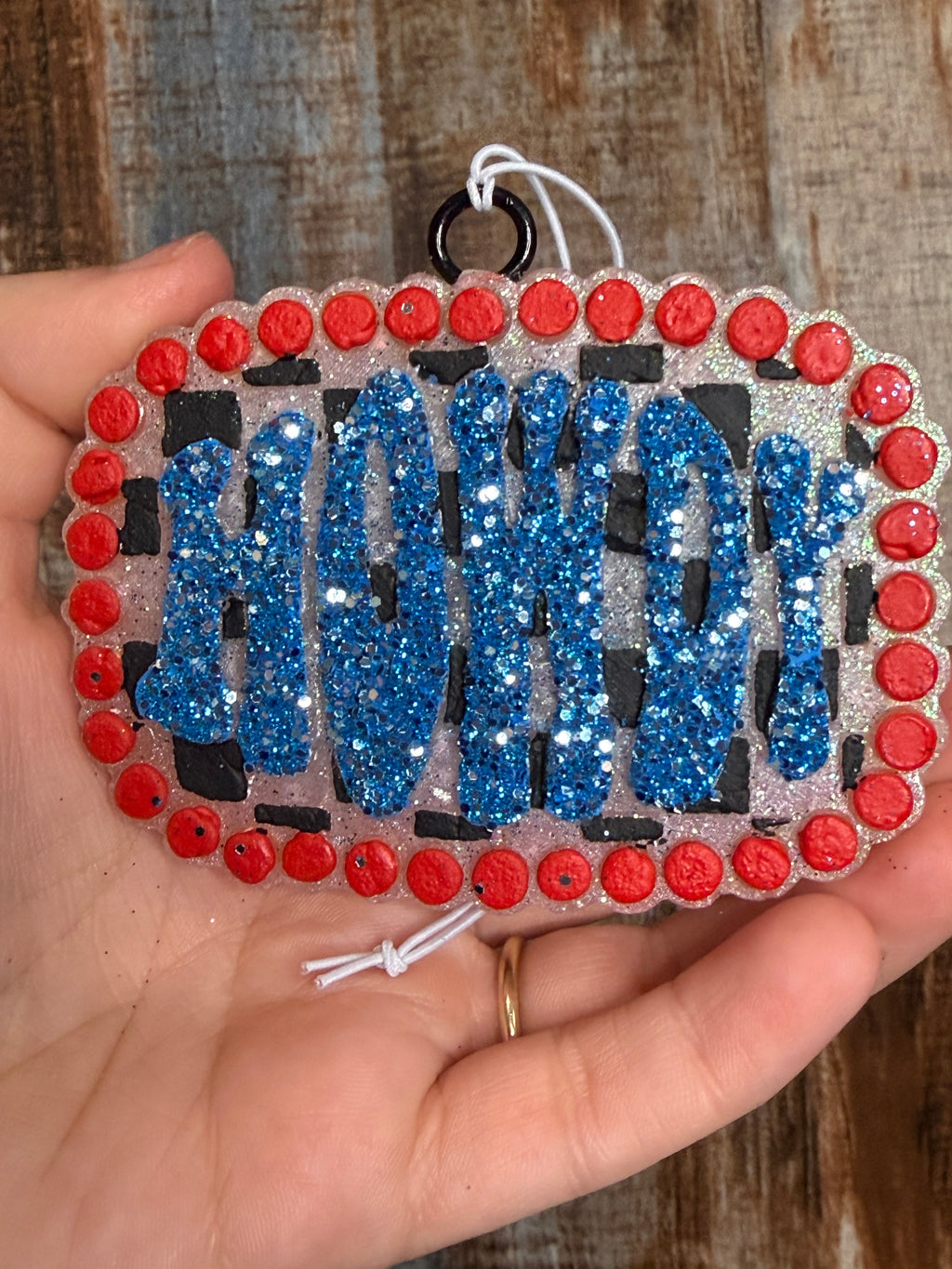 Howdy Car Freshie | Belle Scent | Glitter Western Checkerboard Air Freshener