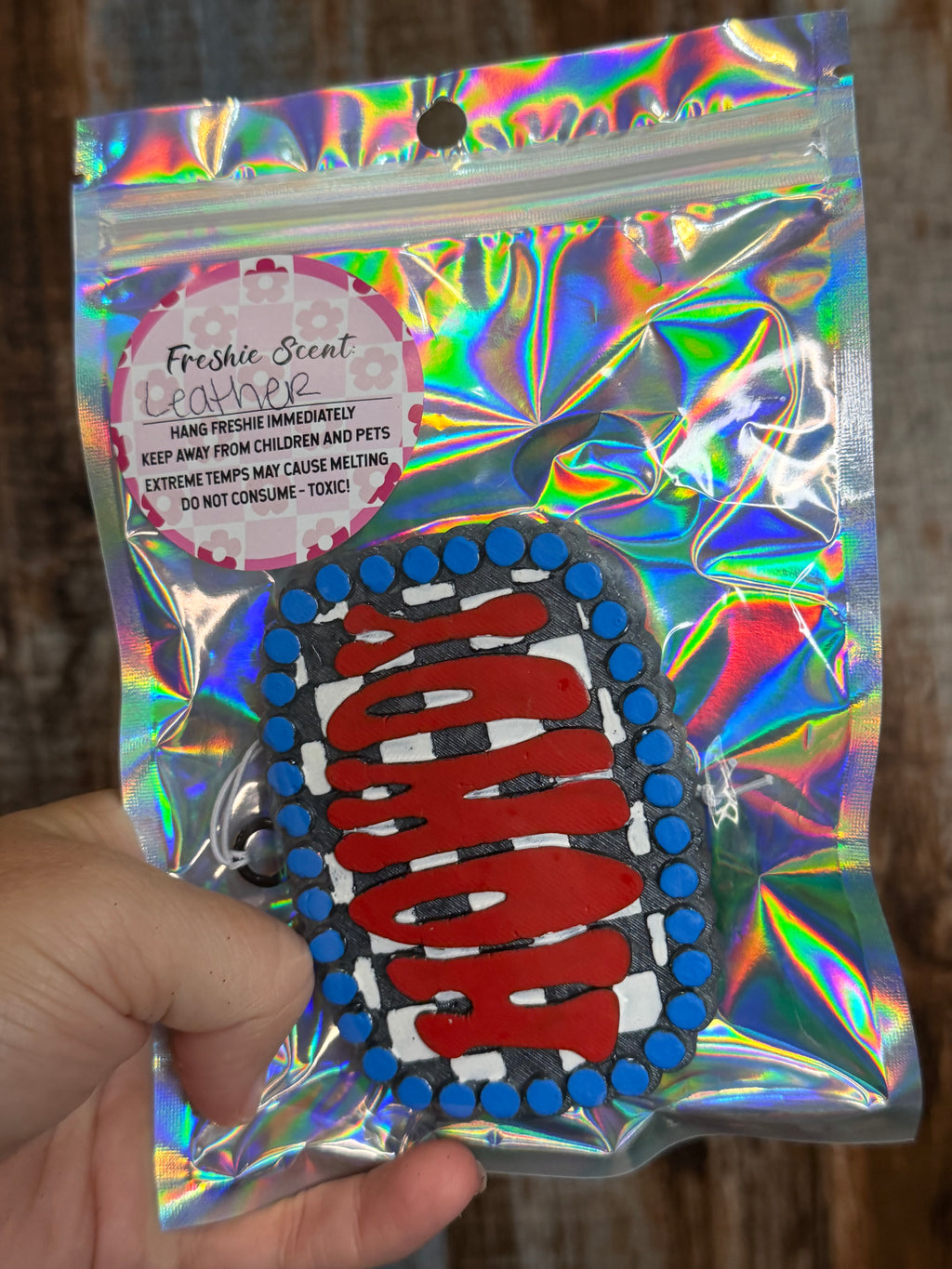 Howdy Car Freshie | Leather Scent | Western Checkerboard Air Freshener