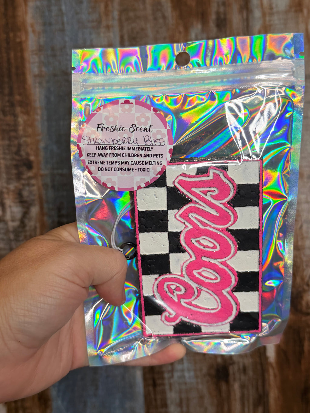 Pink Coors Checkerboard Car Freshie | Strawberry Bliss Scent