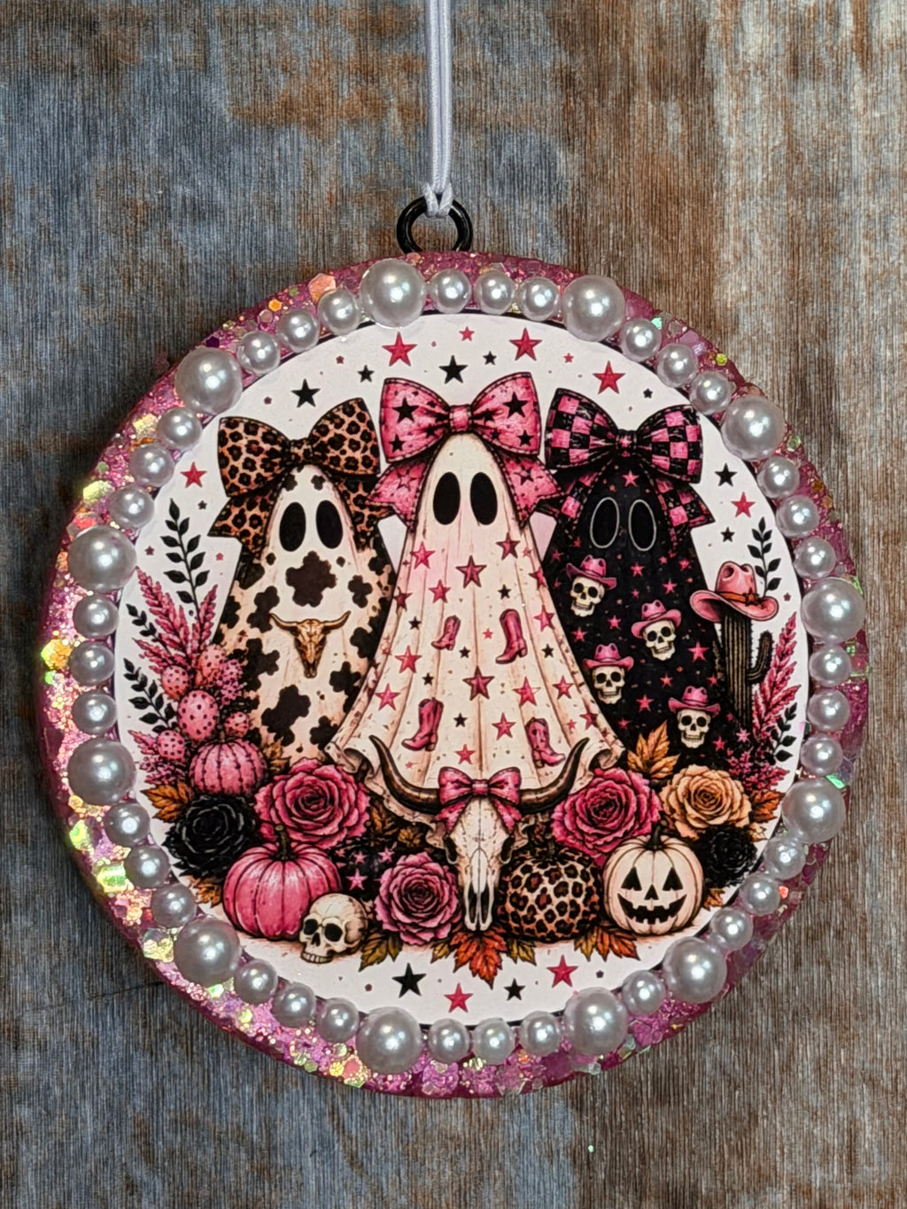 Pink Western Halloween Car Freshie | Cowgirl Ghost Air Freshener | Harvest Pipe Scent