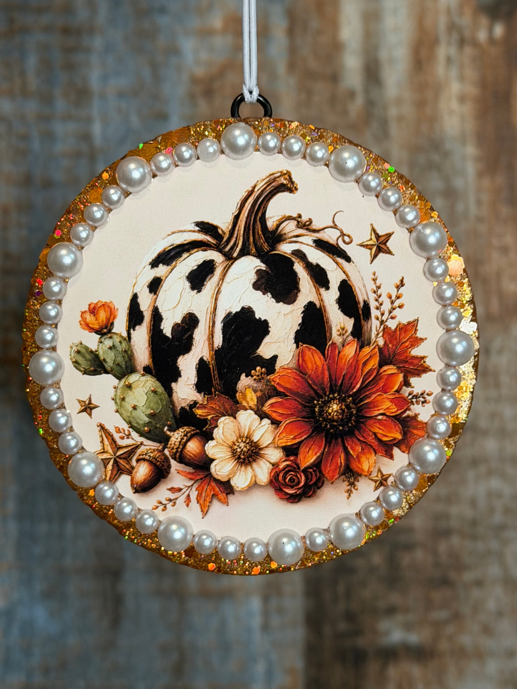Cow Print Pumpkin Car Freshie | Fall Floral Pumpkin Design | Lavender Scent
