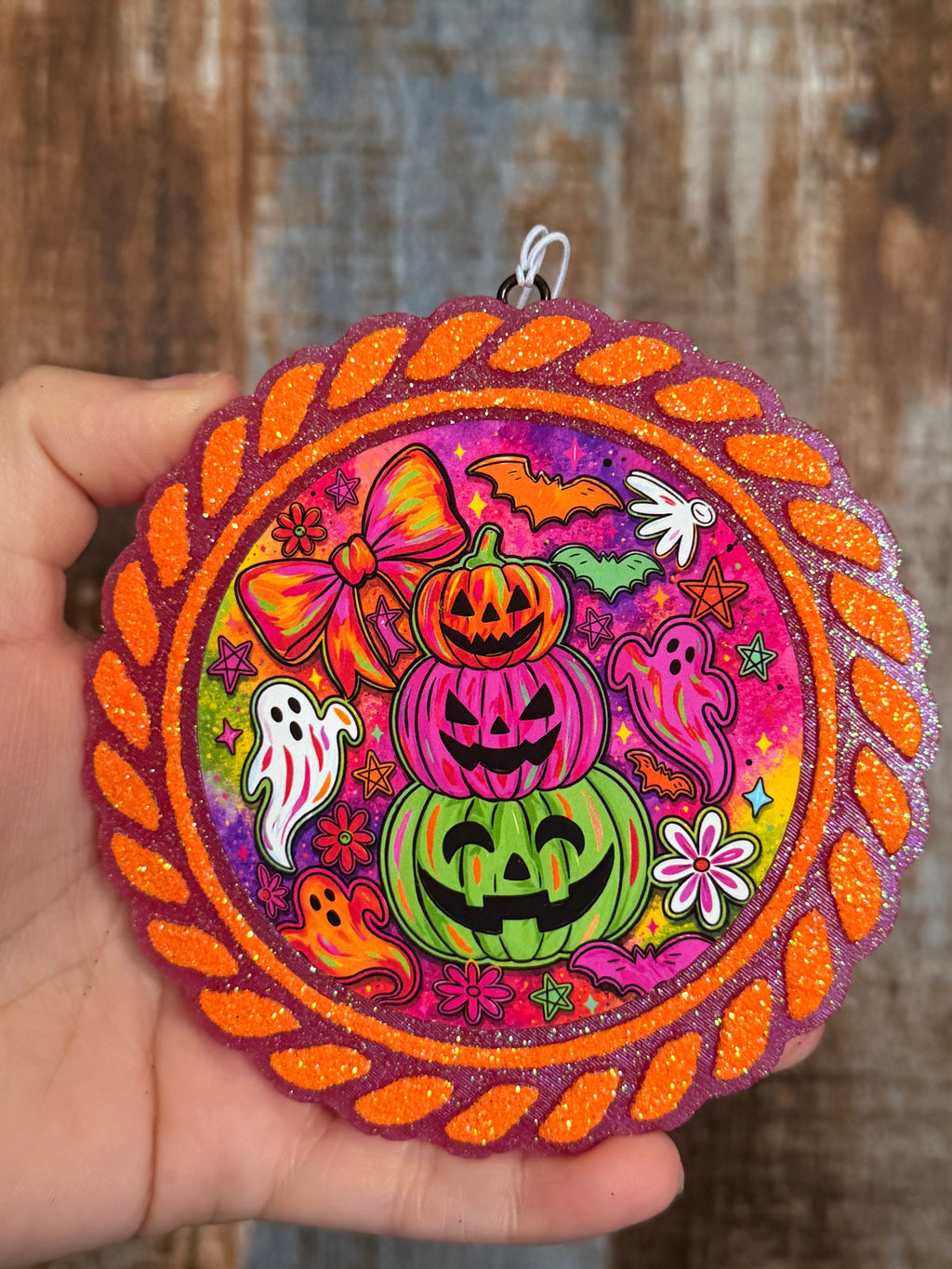 Retro Halloween Pumpkin Car Freshie | Lavender Scent | Glitter Air Freshener