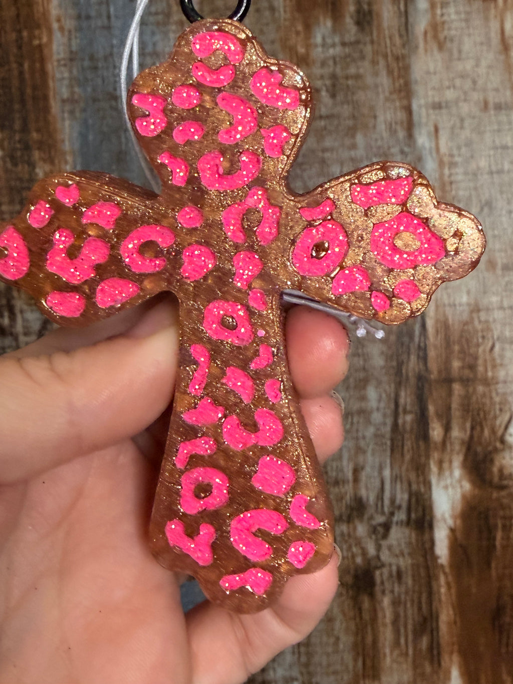 Leopard Cross Car Freshie | Driftwood & Hide Scent