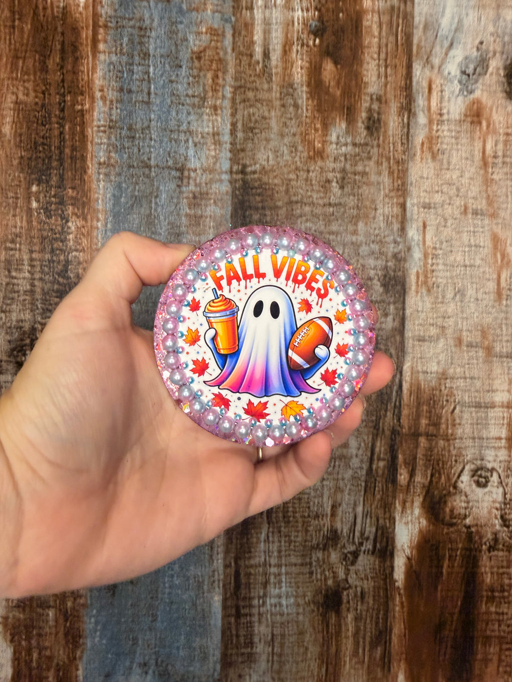 Fall Vibes Ghost Car Freshie | Pumpkin Spice Scent | Football Ghost Air Freshener | Cute Fall Car Freshie | Autumn Car Decor