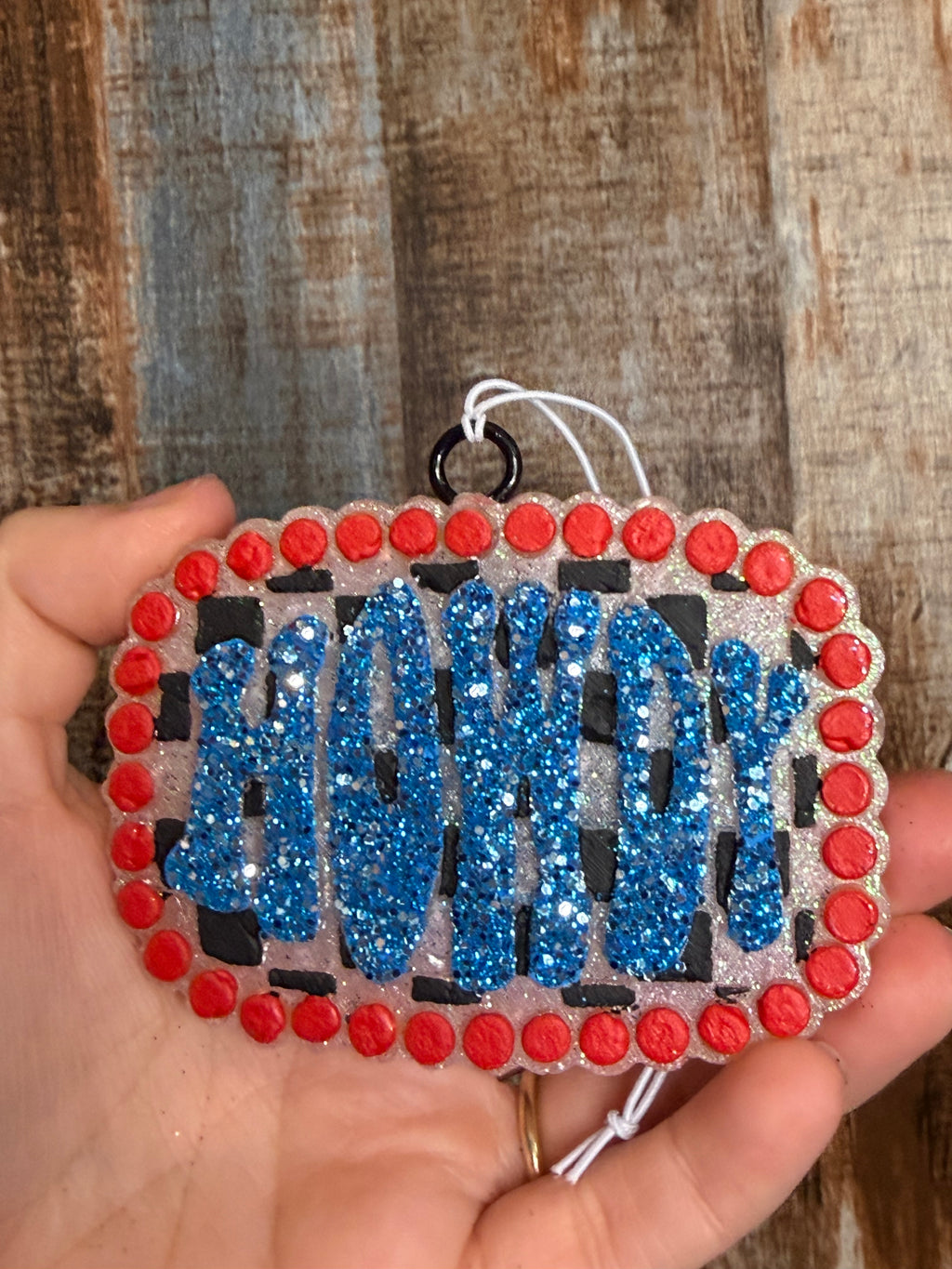 Howdy Car Freshie | Belle Scent | Glitter Western Checkerboard Air Freshener