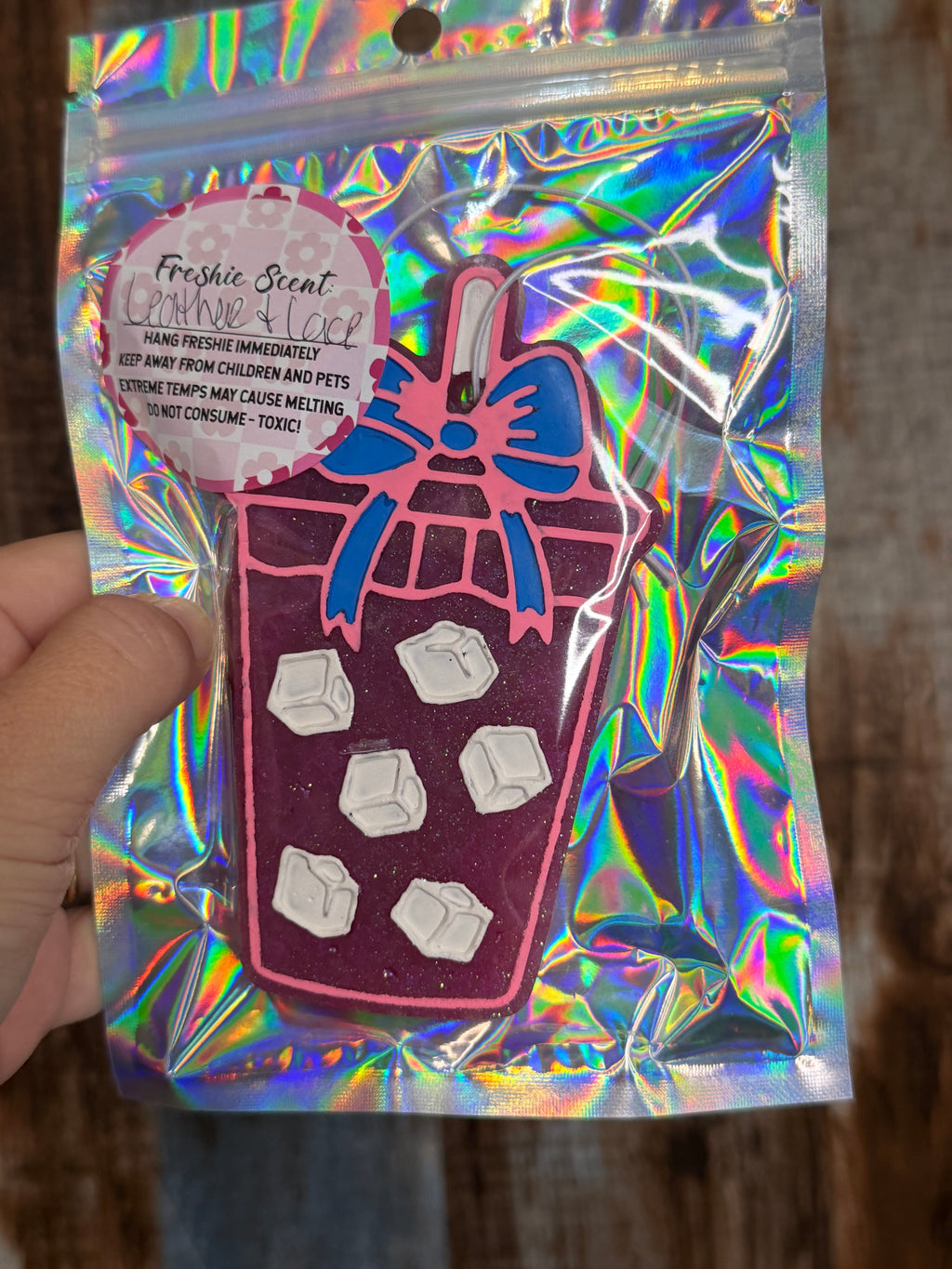 Girly Iced Coffee Car Freshie | Leather & Lace Scent