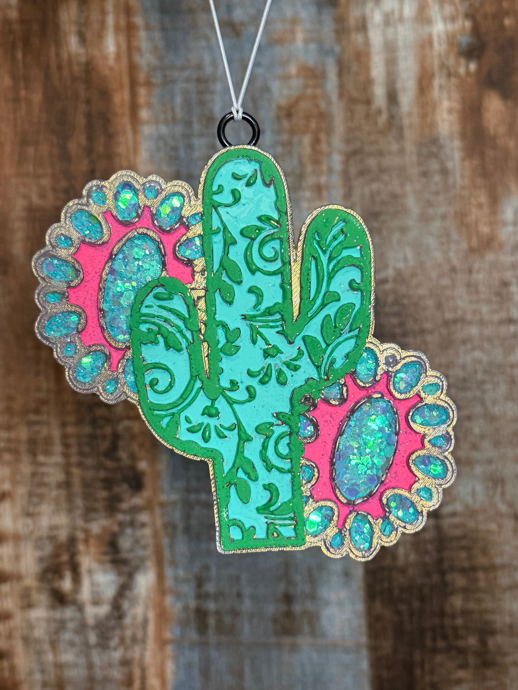 Turquoise Cactus Car Freshie | Pink Western Air Freshener | White Tea Scent